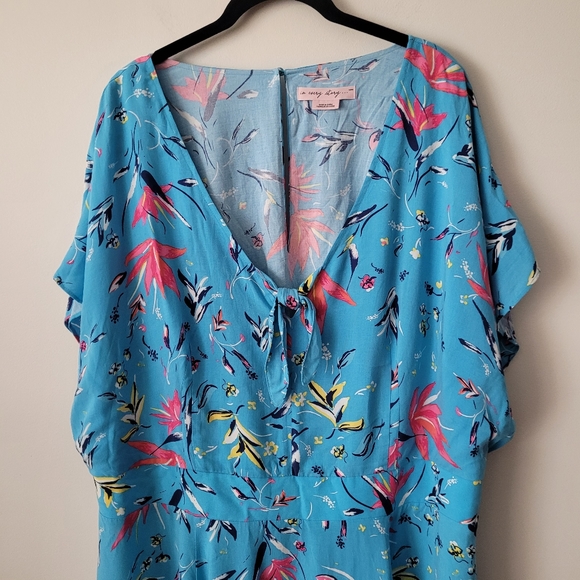 In Every Story Tropical Blue Floral Midi Dress size 2X - Picture 4 of 13